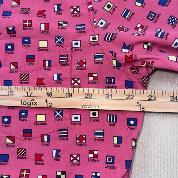 Reyn Spooner Shirt Mens Large Pink Nautical Signal Flag Short Sleeve Cotton L - Picture 6 of 8